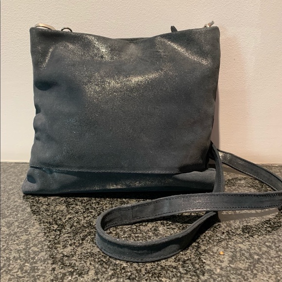 Cofi navy blue metallic leather crossbody bag - Picture 3 of 5